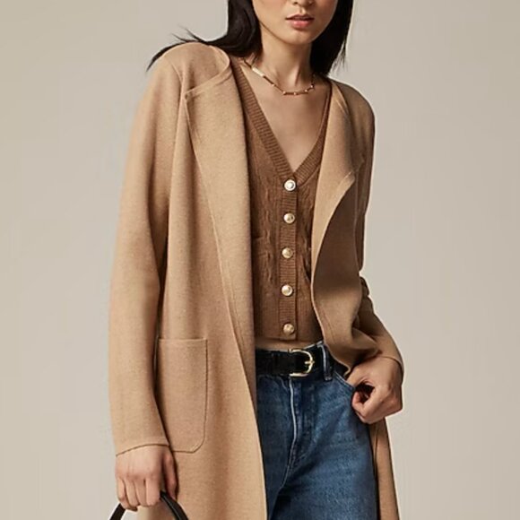 J.Crew Juliette collarless sweater-blazer tan XXS - Picture 1 of 6